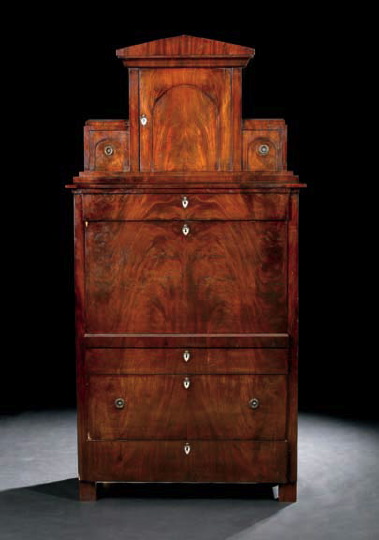 Appraisal: Good Baltic Biedermeier Mahogany Pedimented Secretaire a Abattant second quarter