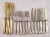 Appraisal: A set of six fruit knives and forks also three