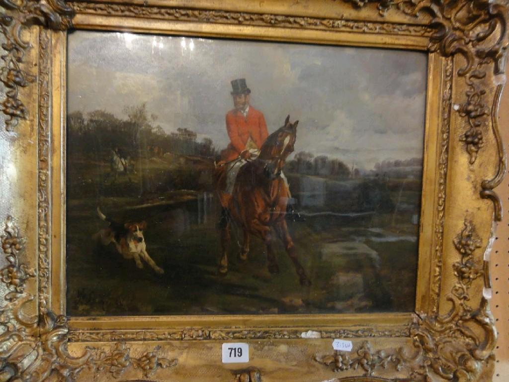 Appraisal: A th century oil painting on canvas of a hunting