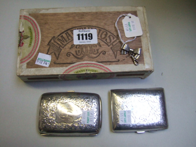 Appraisal: Two silver rectangular cigarette cases with engraved decoration Birmingham and