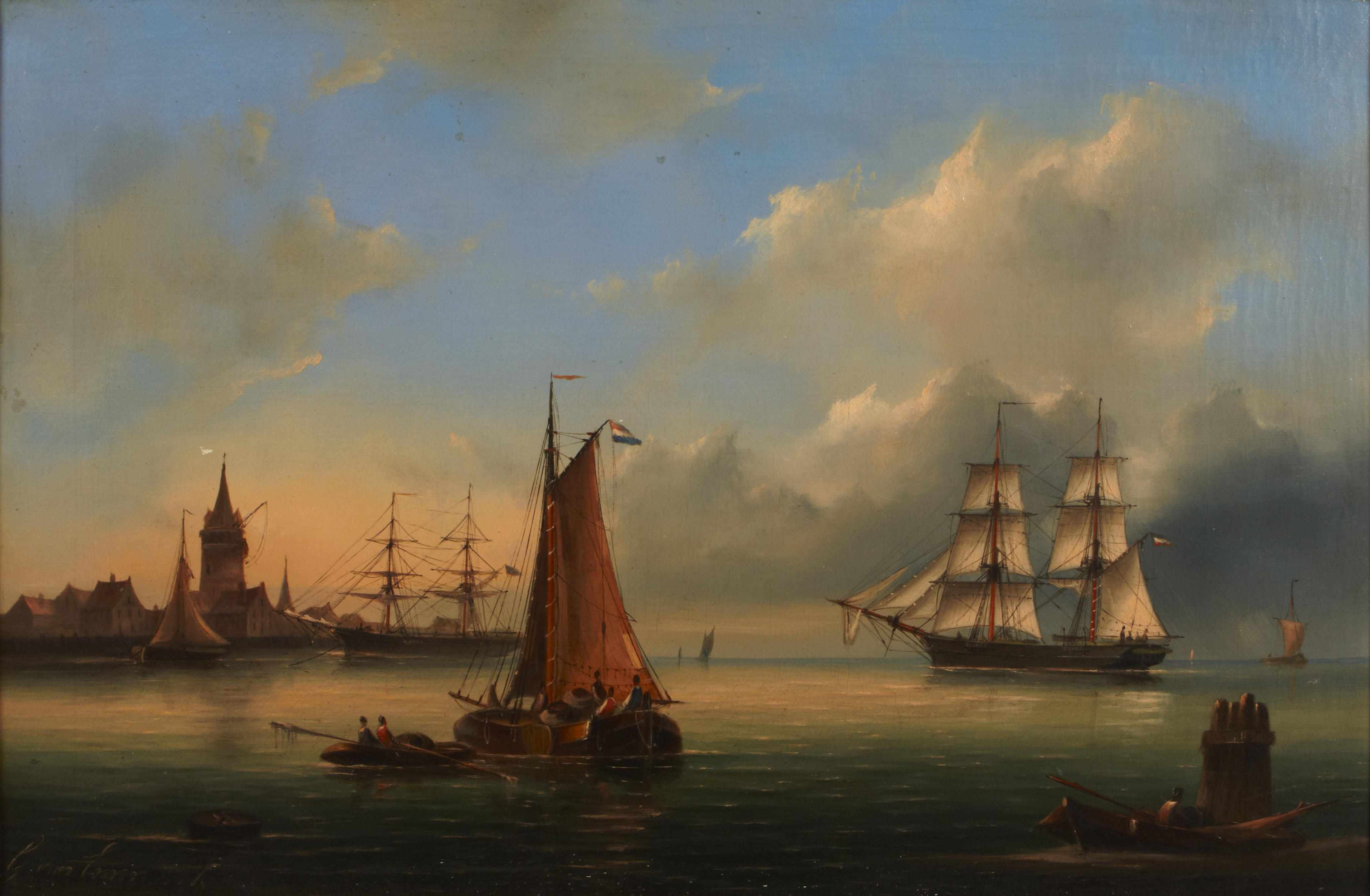 Appraisal: Govert van Emmerik Dutch - Ships in a German harbor