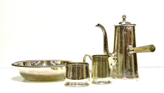 Appraisal: Assortment of silver four pieces c electro-plated silver bowl with