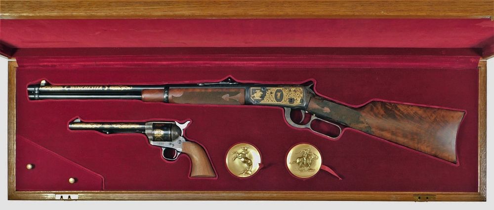 Appraisal: Winchester-Colt Cased Commemorative Pair United States Both - caliber serial