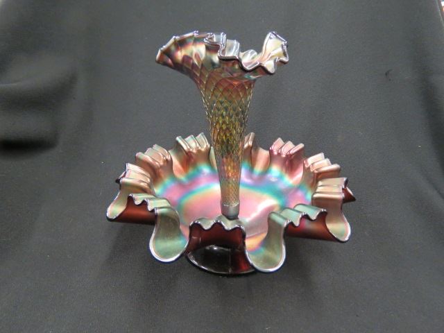 Appraisal: Carnival Glass Epergne single lily emerging from bowl excellent