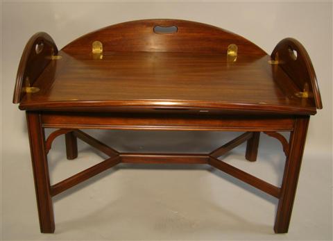 Appraisal: HENKEL HARRIS MAHOGANY BUTLER TRAY COFFEE TABLE the rectangular top