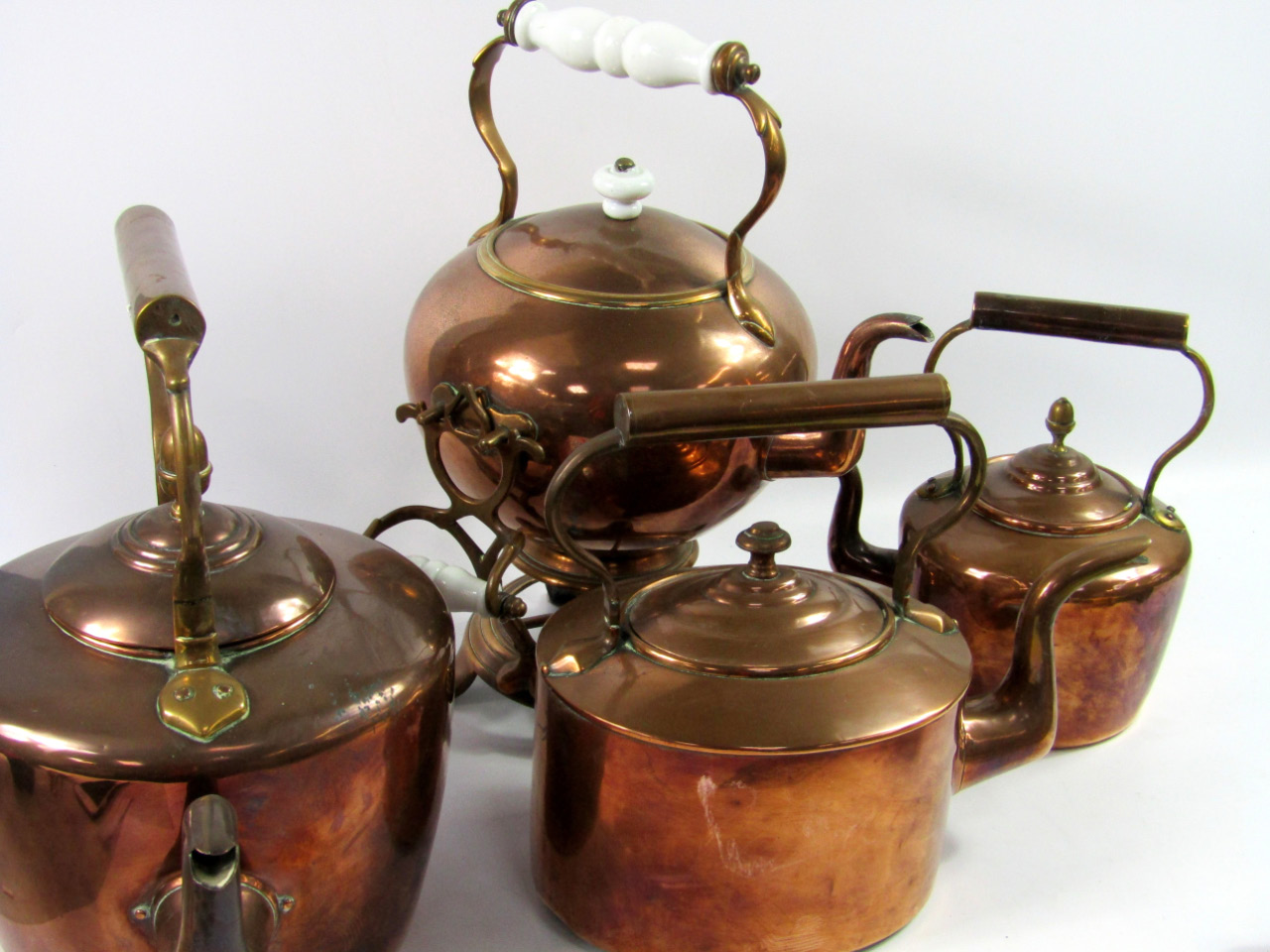 Appraisal: Six Victorian and later copper kettles and a kettle on