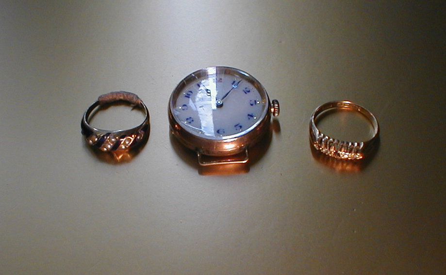 Appraisal: Two antique rings and a watch