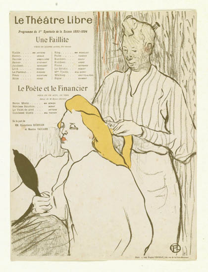 Appraisal: HENRI TOULOUSE-LAUTREC La Coiffure Programme du Th tre Libre Color