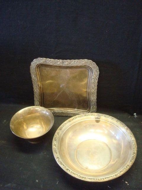 Appraisal: Sterling Piece Lot Bowl square tray and a bowl From