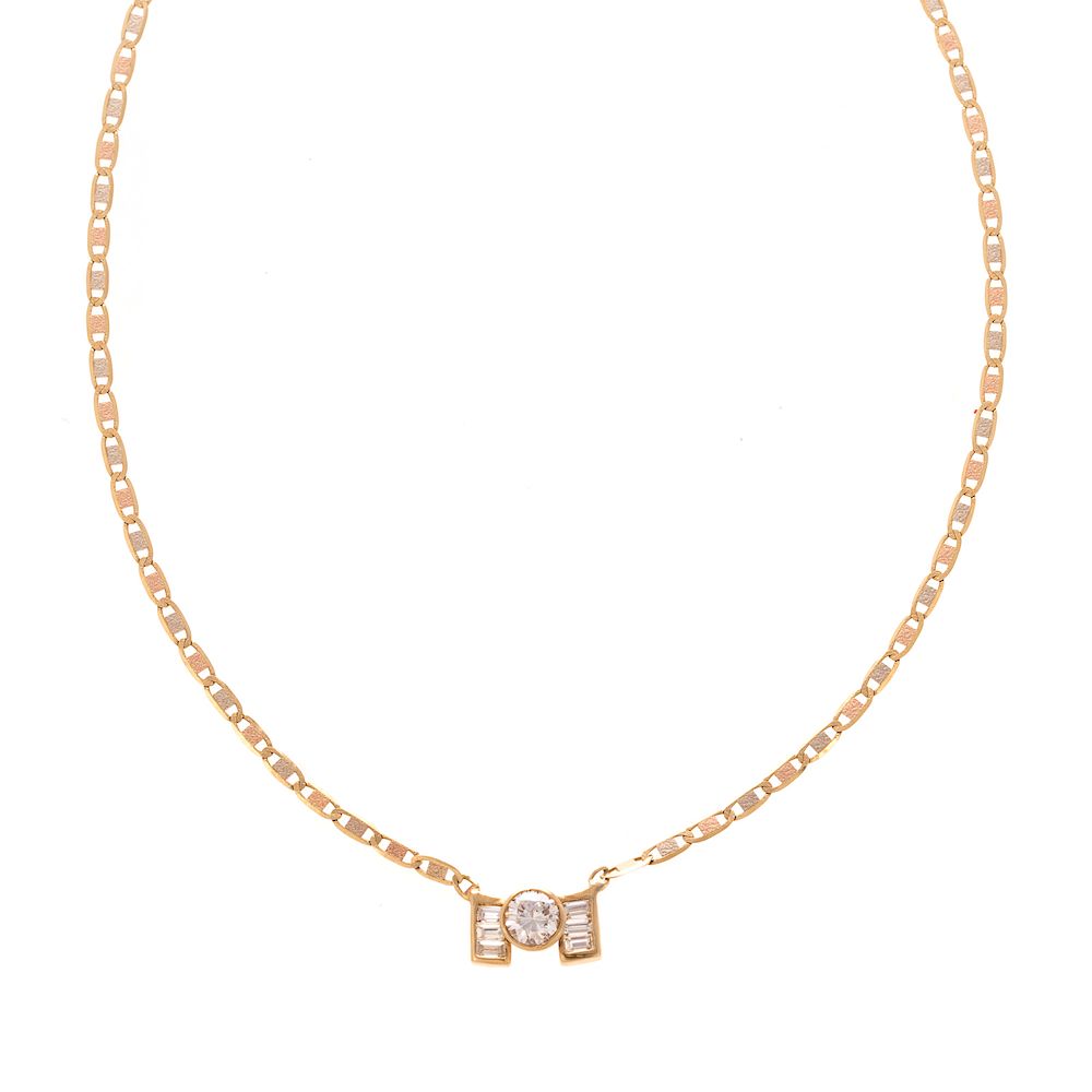 Appraisal: A Ladies K Diamond Solitaire Necklace K yellow gold necklace