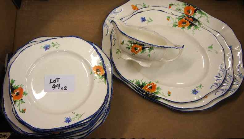 Appraisal: Two Tratys Meakins Dinner Set in the Pansy Design comprising