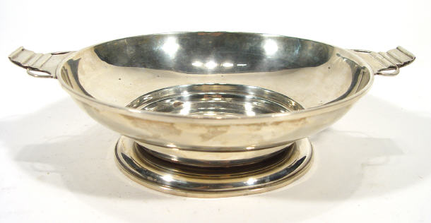 Appraisal: Art Deco two handled silver bowl on a stepped pedestal