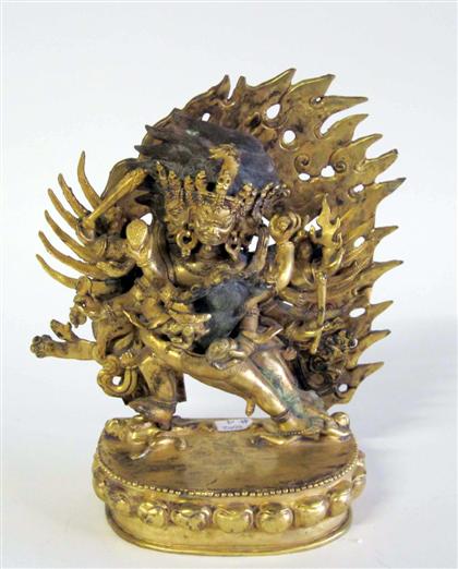 Appraisal: Sino Tibetan gilt bronze tantric figure th th century