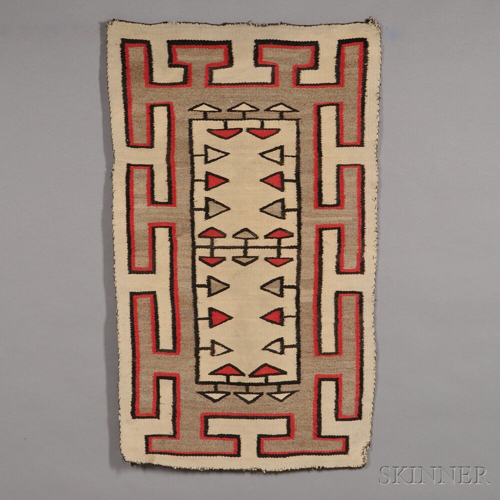 Appraisal: Navajo Rug multicolored geometric designs done with natural and synthetic