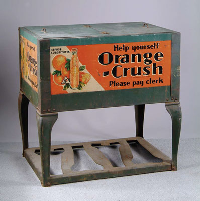 Appraisal: ORANGE CRUSH COOLER Green floor model country store Orange Crush