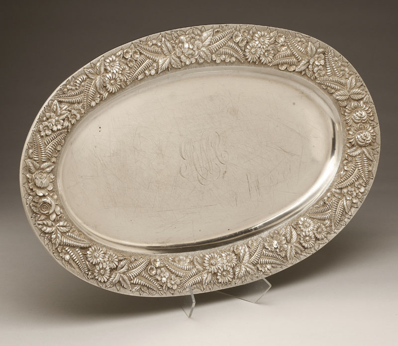 Appraisal: A James R Armiger sterling silver oval floral and foliate