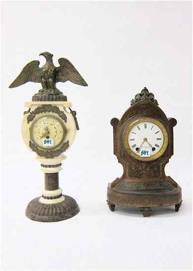 Appraisal: TWO MANTEL CLOCKS Seth Thomas metal case with time bell-strike