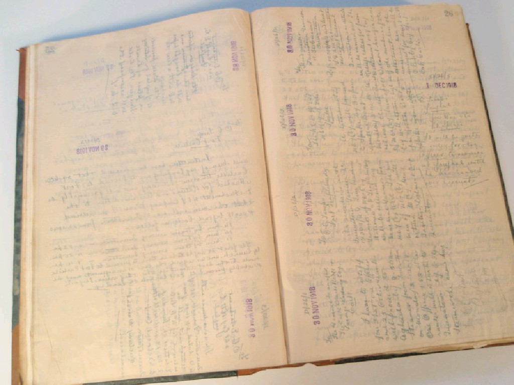 Appraisal: A WWI period letters book alphabetic section and numbered tissue