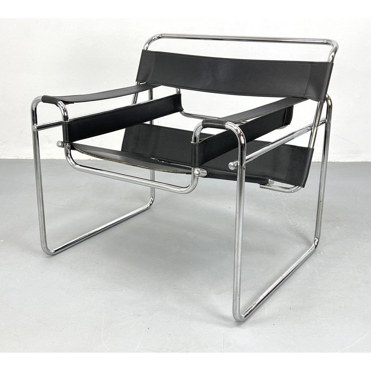 Appraisal: Marcel Breuer Wassily style Lounge Chair Chrome tube frame Dimensions