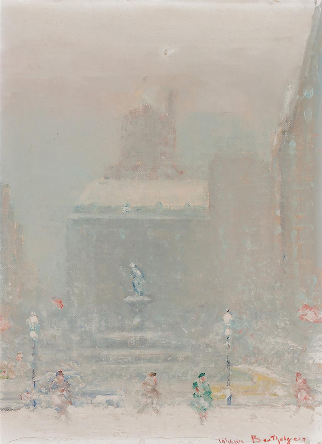 Appraisal: JOHANN BERTHELSEN American - Union Square oil on canvas board