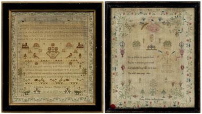 Appraisal: Two th century verse samplers one with two four-line verses