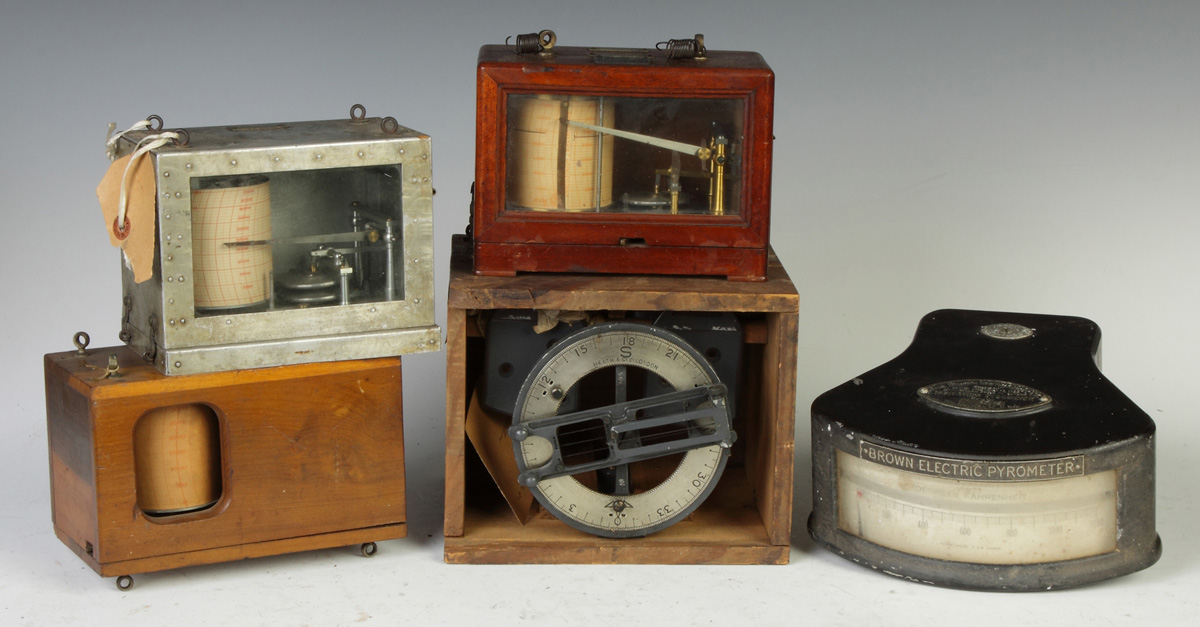 Appraisal: Group of Barographs Scientific Instruments French Barograph metal frame meters