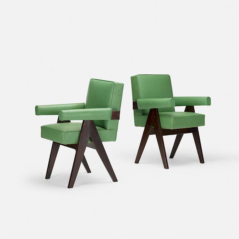 Appraisal: Pierre Jeanneret armchairs from Chandigarh pair Pierre Jeanneret armchairs from