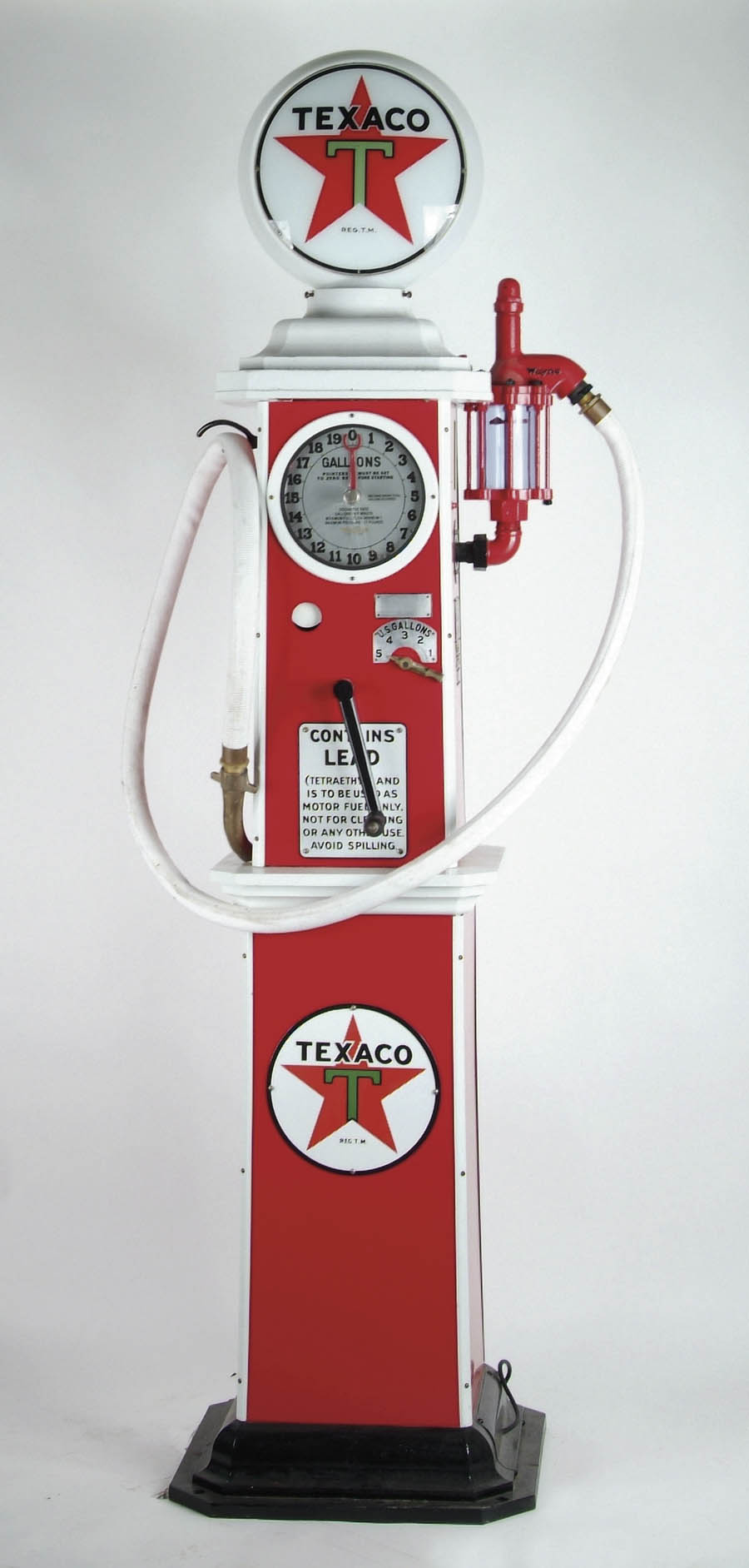 Appraisal: TEXACO WAYNE MODEL GAS PUMP Circa double-sided clock face pump