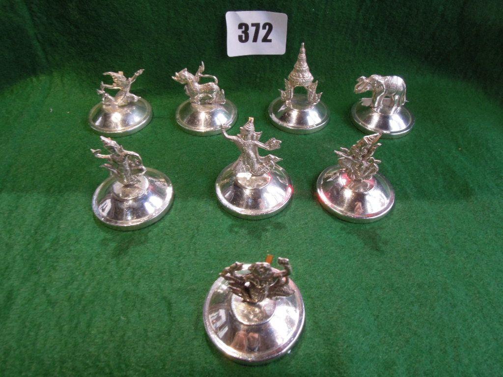 Appraisal: Eight Siamese place settings with elephants dancers temples and dragons