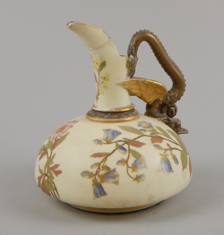 Appraisal: A late thC Royal Worcester blush ivory jug the squat