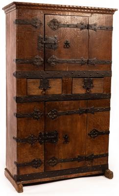 Appraisal: A th Century Westphalian standing cupboard iron bound and with