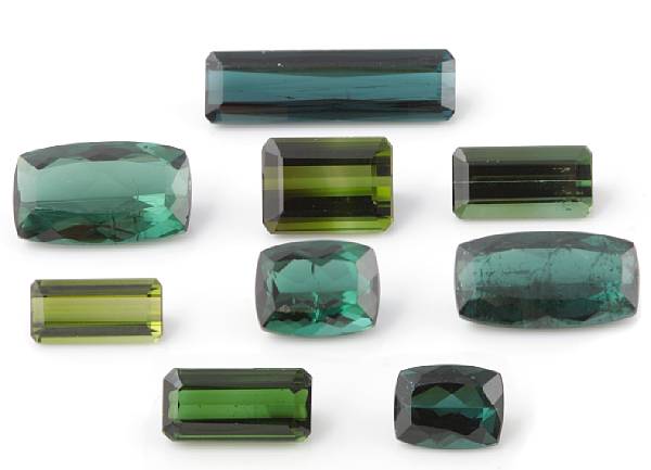 Appraisal: Day TwoNatural History Brazil Including an elongated rectangular-cut indicolite weighing