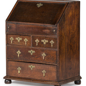 Appraisal: A William and Mary Diminutive Oak Slant Front Desk th