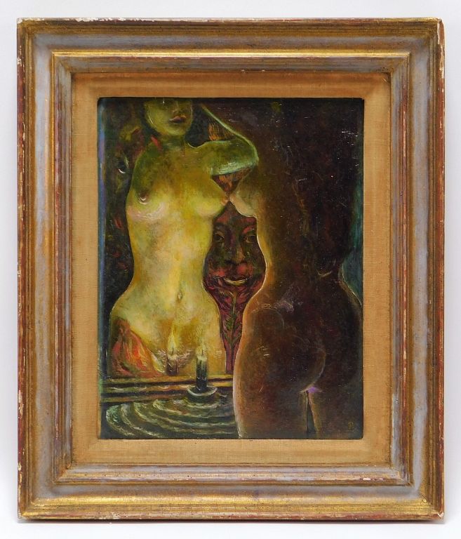 Appraisal: Modern Surrealist Nude Woman Painting United States th Century Depicts