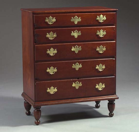 Appraisal: Good Early American Cherry Five-Drawer Chest of Drawers mid- th