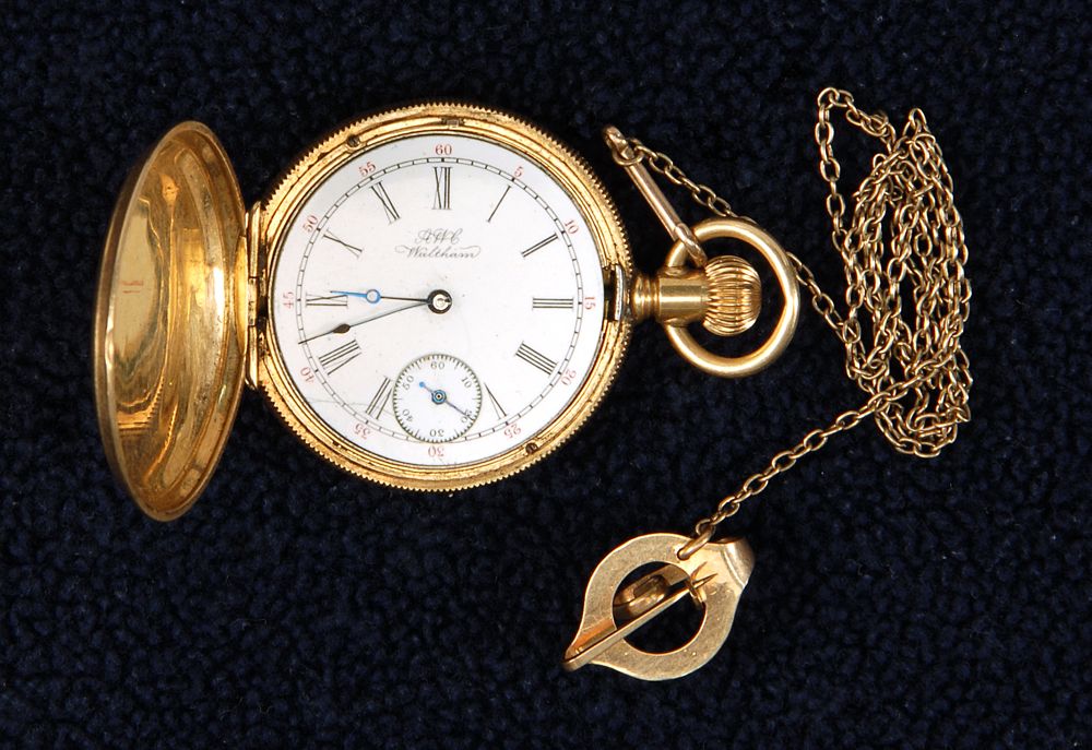 Appraisal: WALTHAM K GOLD HUNTING CASE POCKET WATCH Not running Diameter