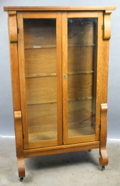 Appraisal: Circa oak two-door china cabinet with glass shelves h x