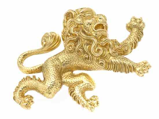 Appraisal: An Karat Yellow Gold Lion Brooch David Webb in a