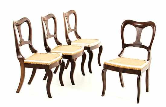 Appraisal: Set of four Classical mahogany side chairs probably New York