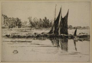 Appraisal: WHISTLER James A McNeill Etching Hurlingham With butterfly signature in