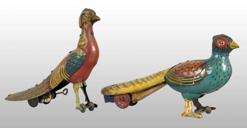 Appraisal: Lot of Tin Litho Pheasant Wind-Up Toys Description German Working