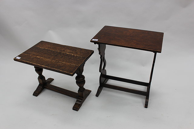 Appraisal: TWO SMALL RECTANGULAR OCCASIONAL TABLES the largest cm wide together