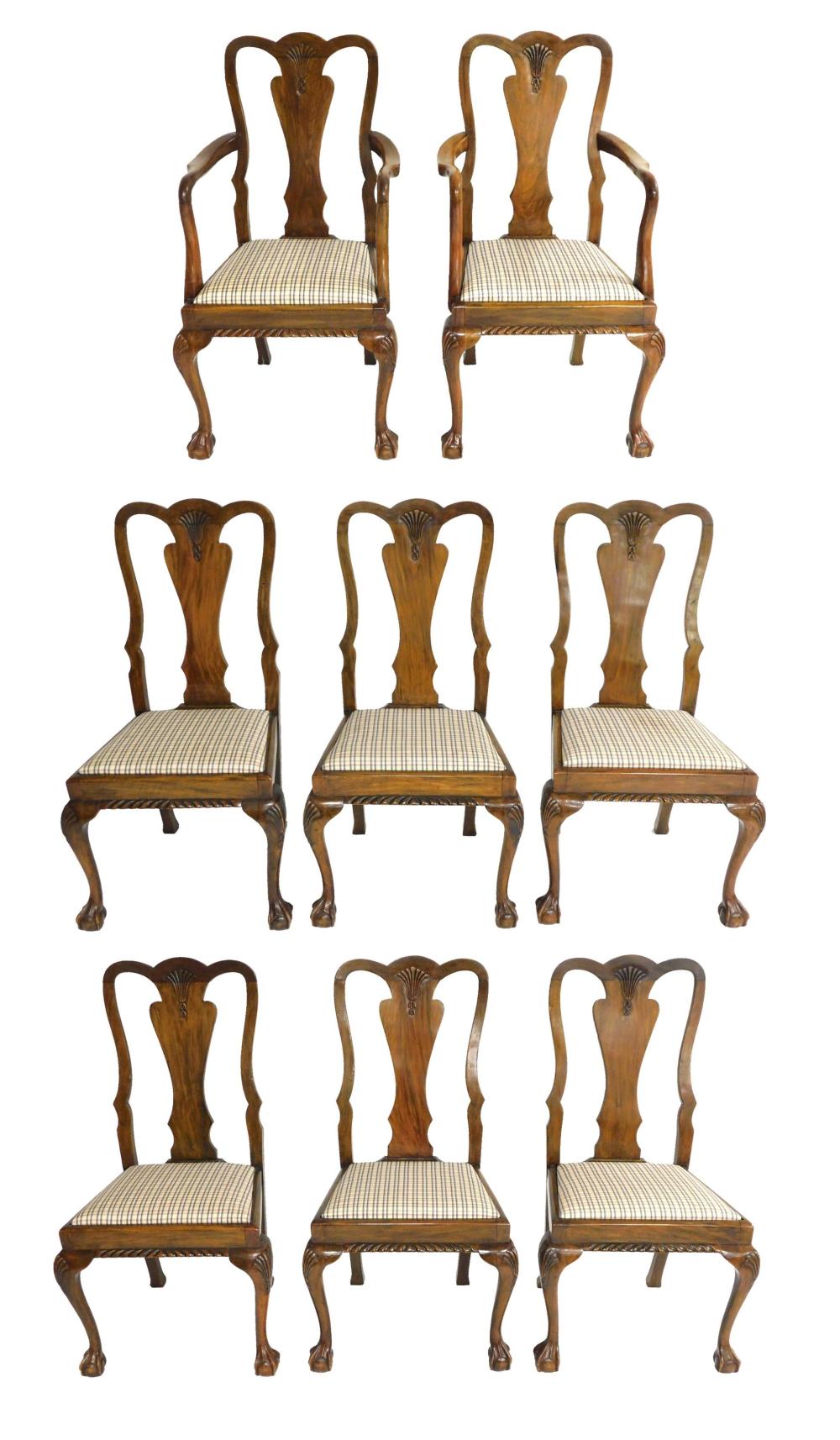 Appraisal: Eight Chippendale style dining room chairs two arm and six