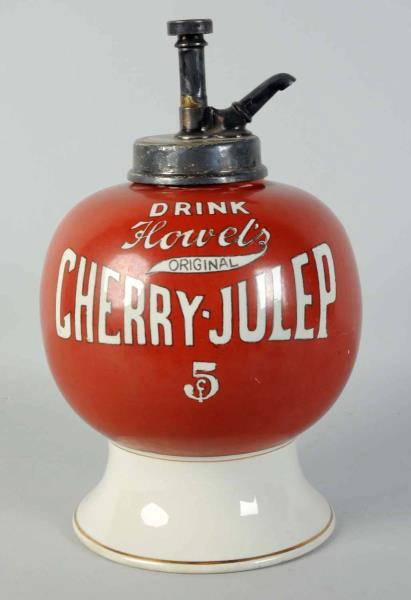 Appraisal: Cherry Julep Ceramic Syrup Dispenser This dispenser has only very