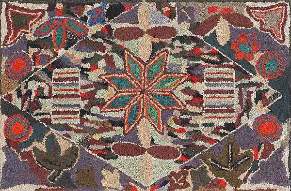 Appraisal: Vibrant American hooked rug early th c with a star