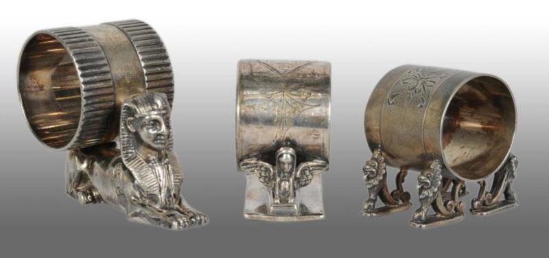 Appraisal: Lot of Figural Napkin Rings Description Includes an Egyptian sphinx