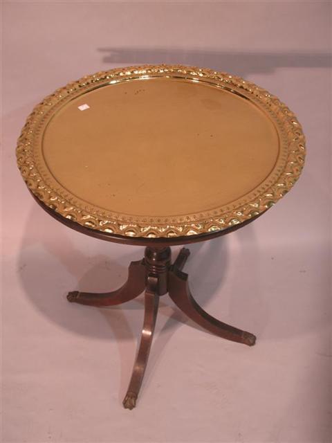 Appraisal: REGENCY STYLE MAHOGANY AND BRASS TEA TABLE th century the