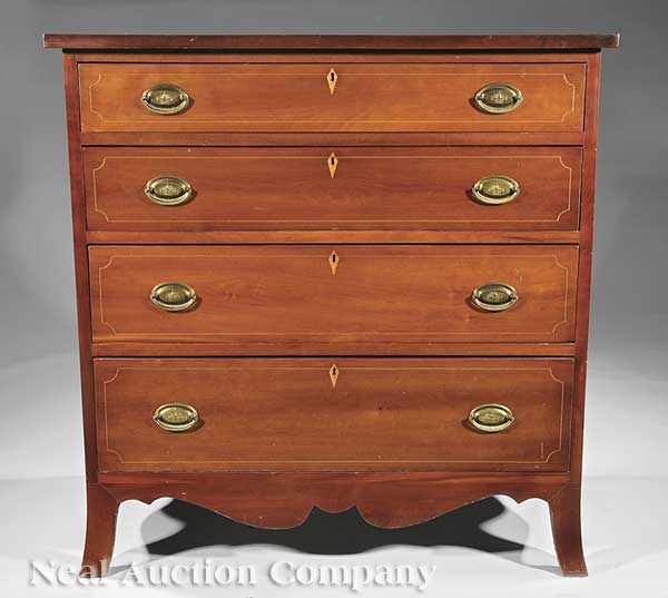 Appraisal: An American Federal Cherrywood Chest of Drawers c Mid-Atlantic four