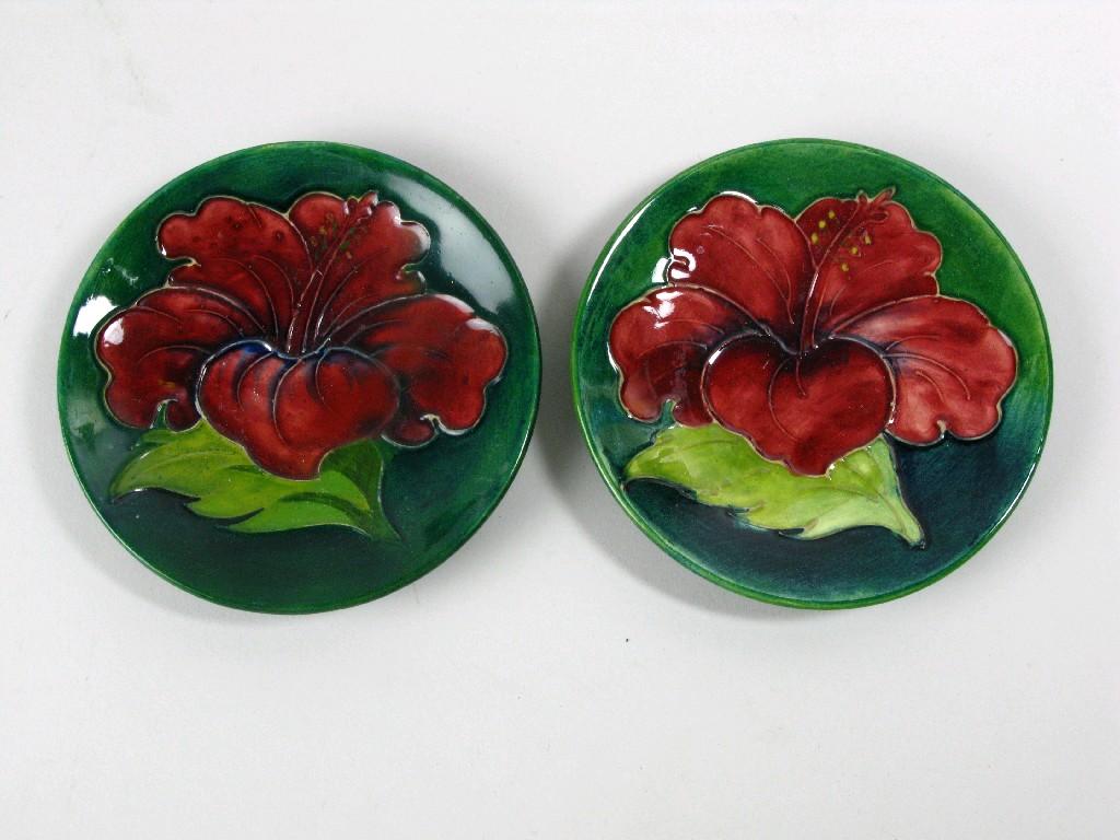 Appraisal: A pair of Moorcroft Trinket Dishes decorated flowers on a