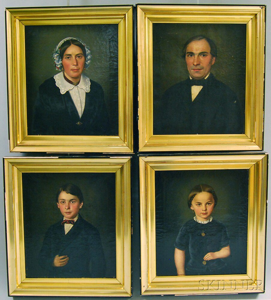 Appraisal: Continental School th Century Group of Four Portraits Father Mother